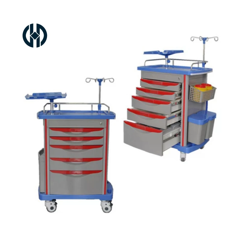 Hot selling hospital emergency cart medical trolley with drawers Luxury trolley emergency treatment medication distribution cart
