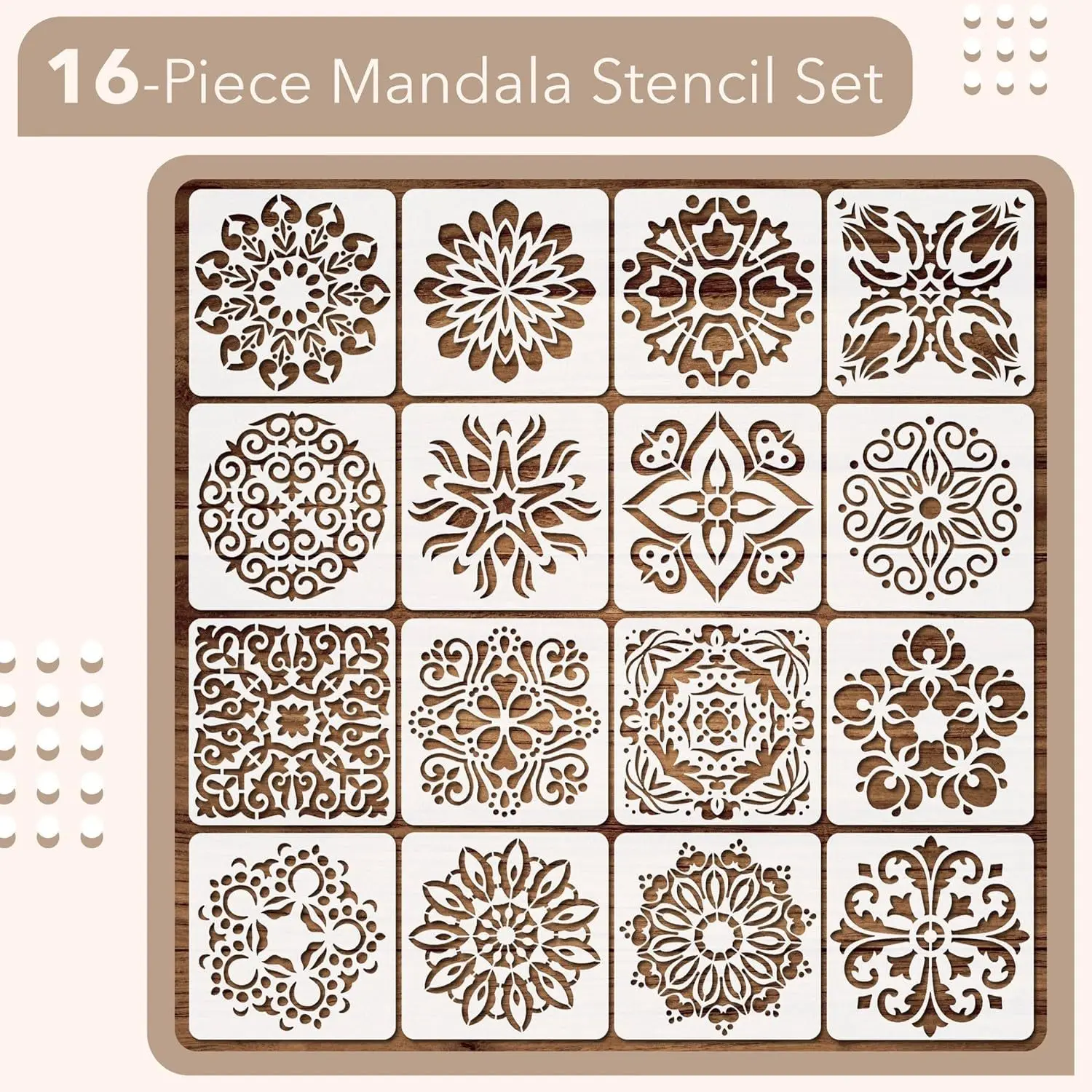 Reusable Sencils Mandala Dotting 16 Different Styles Painting Stencils Toll Painting Template For Diy Walls Doors Furniture