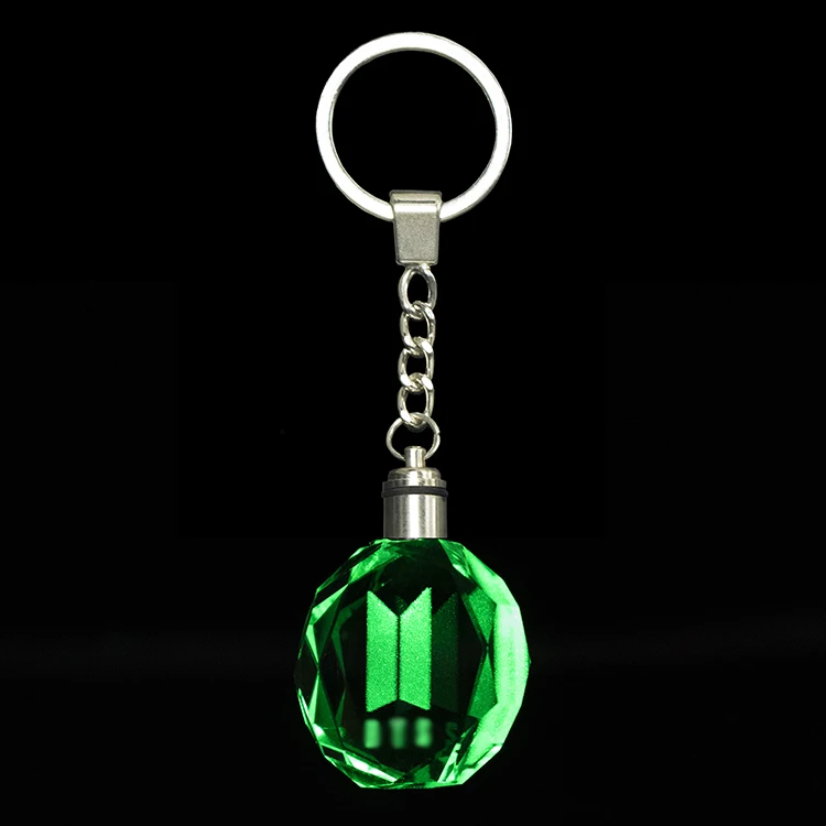 Custom Personalized EXO Blackpink colorful crystal Key Chains wholesale K9 clear Crystal led keychain for giveaways