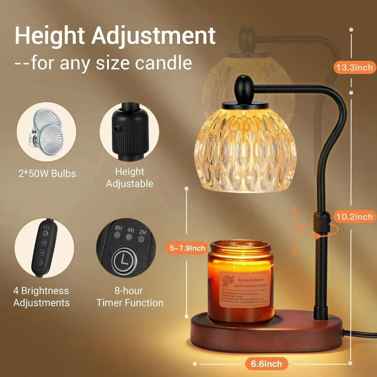 Aromatherapy candle warmer lamp Vintage Home decor LED lamp Bedroom electric essential oil diffuser heater with timer