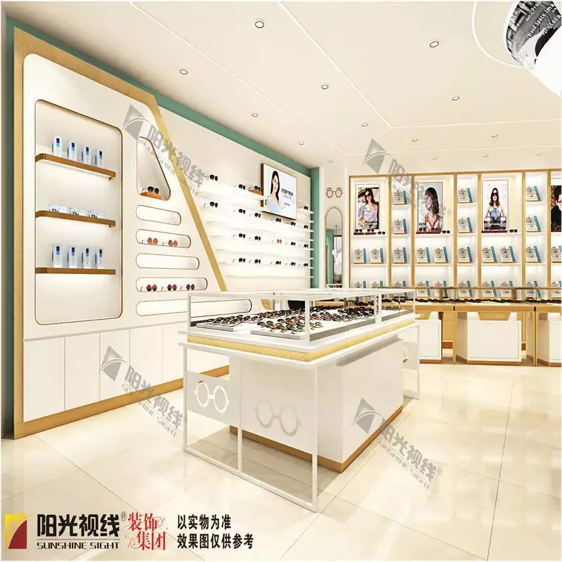 New Chinese style mdf Wooden sunglasses case optical shop store display furniture design