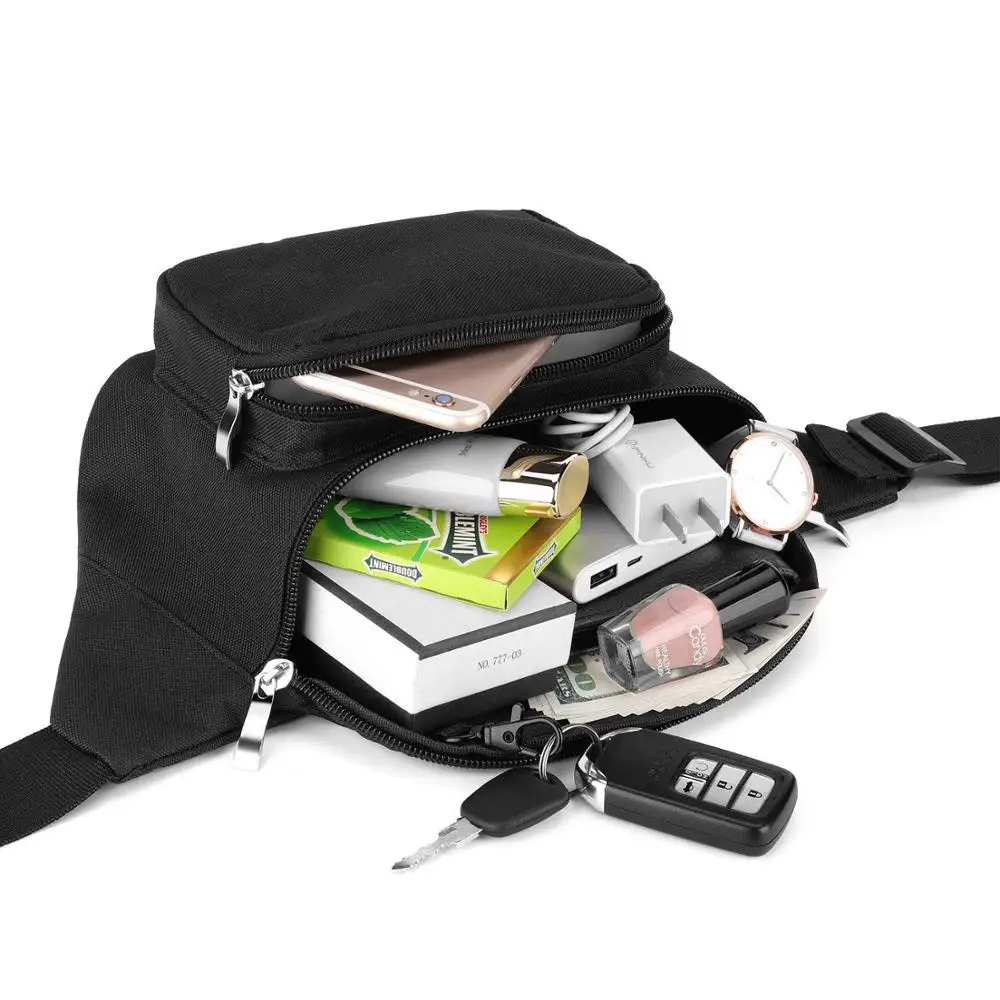 Wholesale waist pouch bag,Custom logo waist bag black fanny pack waist bag,travel sports run waist funny bag