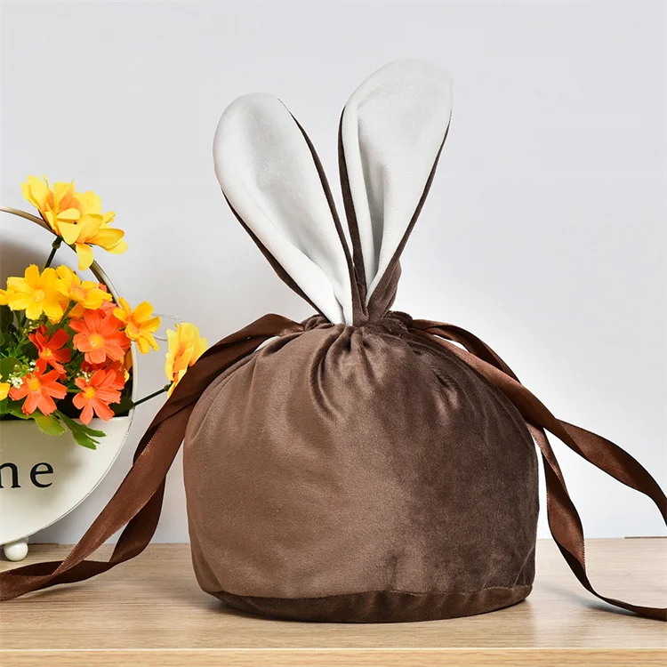 9 Colors Velvet Easter Bunny Bag Hot Selling Monogram Easter Gift Bag Blank Sublimation Bag for Kids Easter
