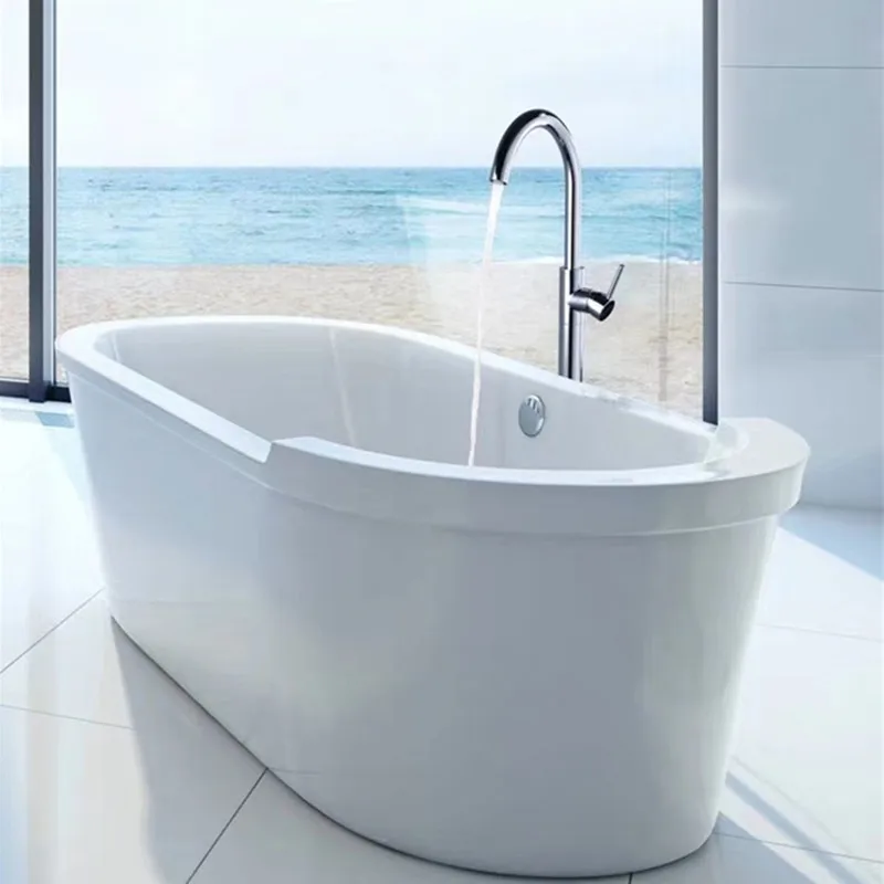 KMRY Custom size bathtub luxury bathroom freestanding white marble stone acrylic resin solid surface bath tub bathtub