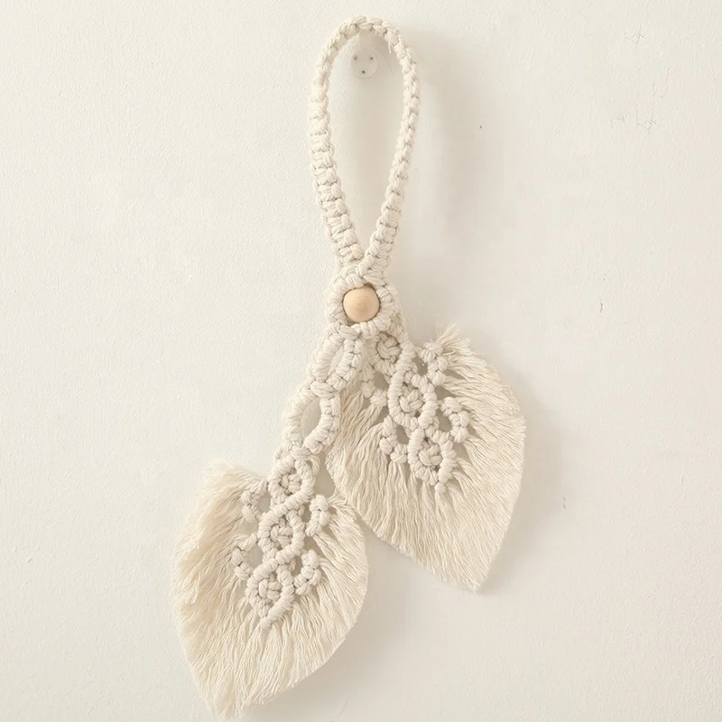 Handmade Bohemian Decor Wall Hanging Tapestry Small Mini macrame plant hangers Woven Leaf Curtain Tiebacks Crafts Home Deco