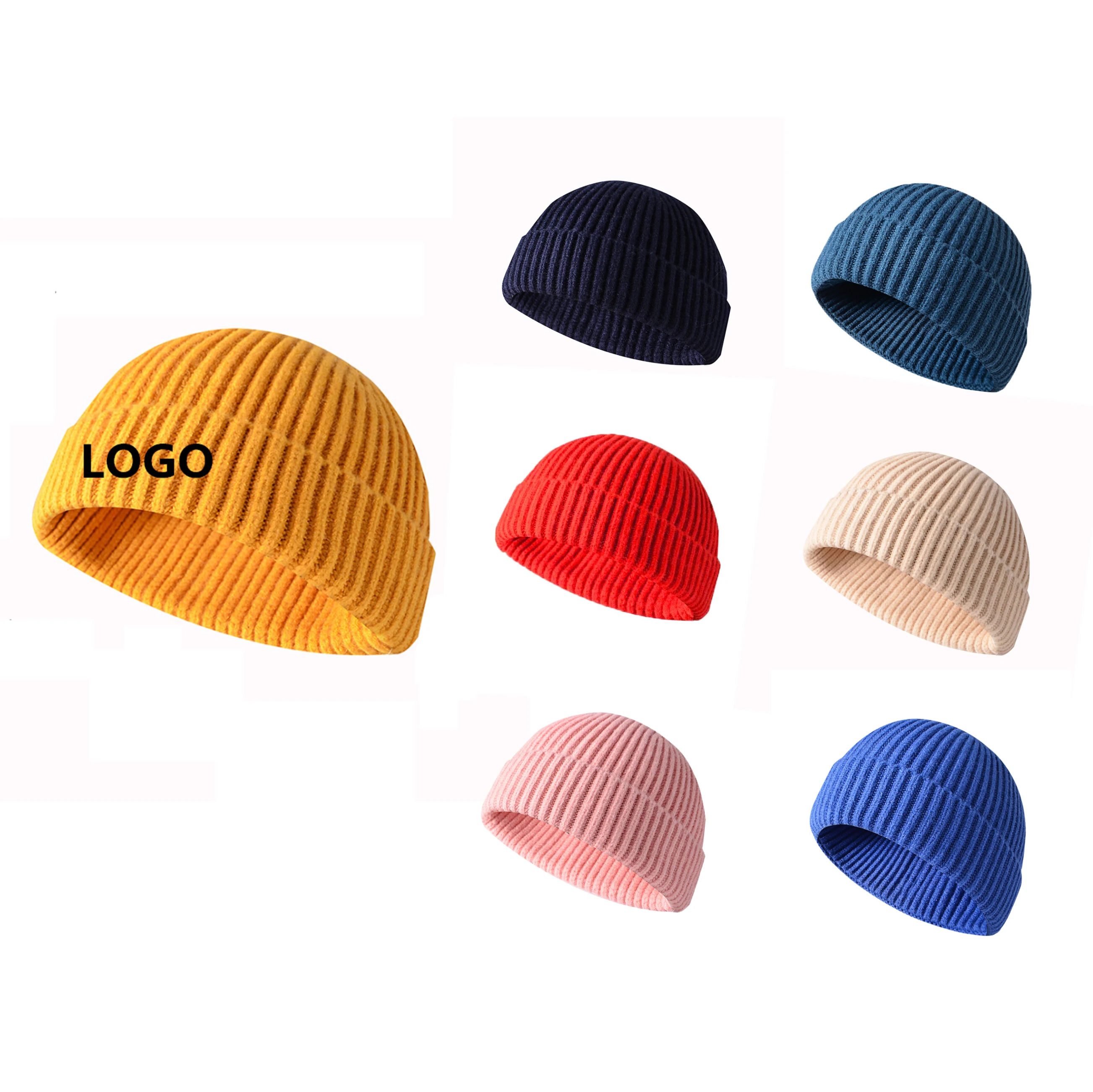 Custom jacquard Skull Fleece Ski Cap Embroidery Skully Wool Slouchy Warm Beanie Custom Winter Hat