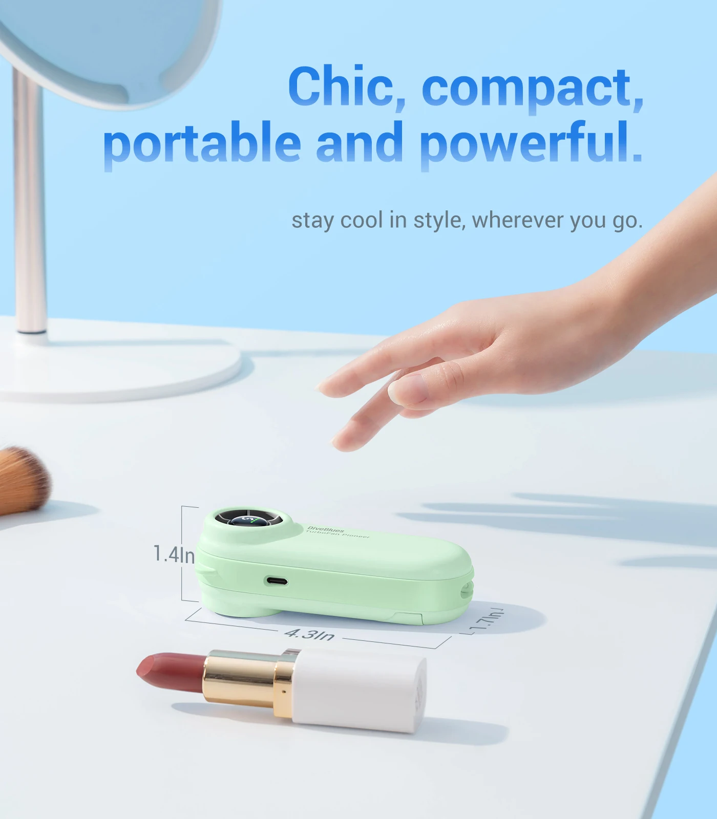 Diveblues Outdoor 2000mAh Handheld Mini Portable Rechargeable Air Cooler Electric Fan