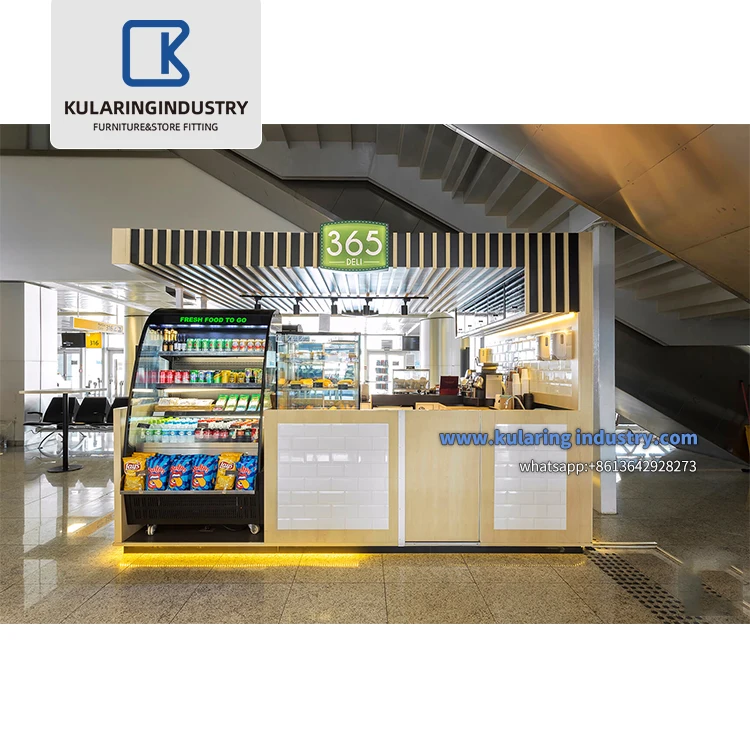 Customized Cafe Counter Furniture Modern Mall Coffee Shop Kiosk Designs Bar Counter Display Coffee Kiosks For Sale