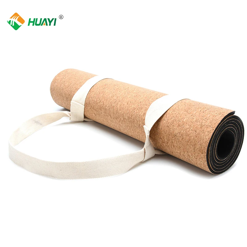 HUAYI Eco-friendly  non-slip custom logo natural printed 4mm 5mm 6mm cork yoga mat
