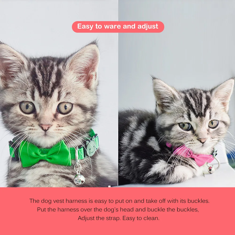 Wholesale Nylon Safety Breakaway Quick Release Bowtie Cat Kitten Collar With Bell