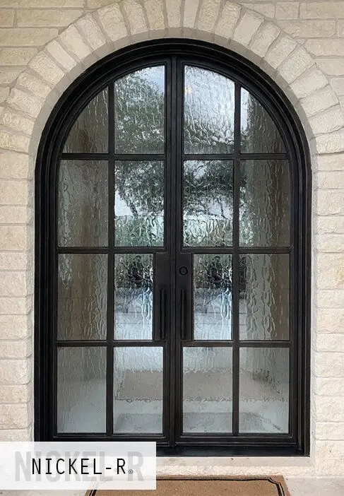 Luxury Design Exterior Glass Frame Double Tempered Glass Aluminum  French Door front doors for houses wrought iron Arc door