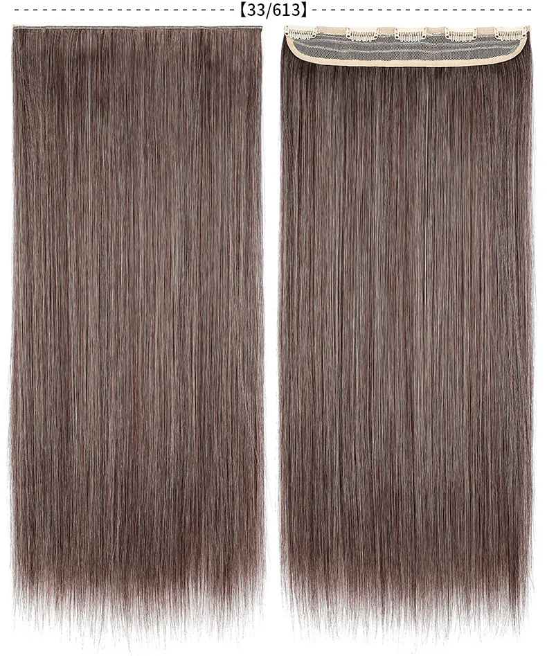 Лидер продаж, оптовая цена, зажим для синтетических волос, зажим для волос, один кусок шелковистых прямых длинных волос, 5 зажимов для наращивания волос