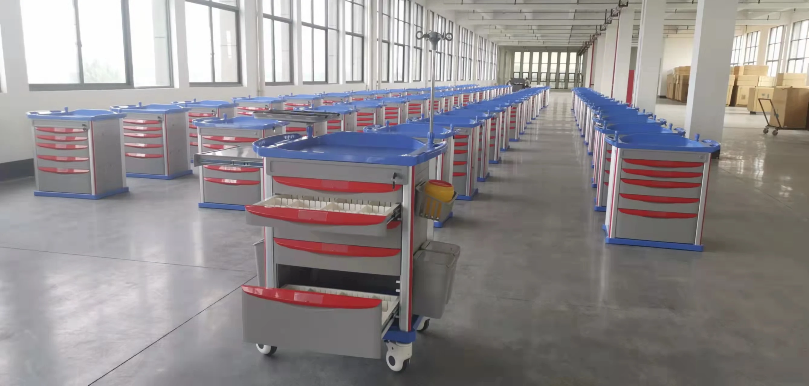 China Factory Direct Sale Medical Furniture ABS Nursing Cart Emergency Trolley for hospital using