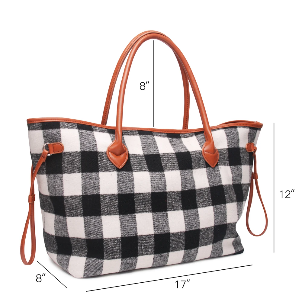 RTS Buffalo Plaid Christmas Gift Ladies Flannel Handbags Luxury Elegant High Quality Hand Bags with Great Price DMA6377