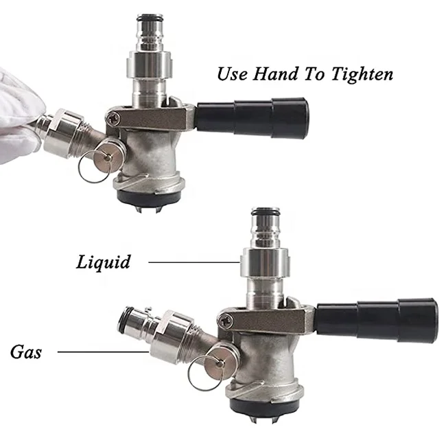 Food Grade Stainless Steel Draft Beer Dispenser Faucet Brass S Type Beer Tap Keg Coupler