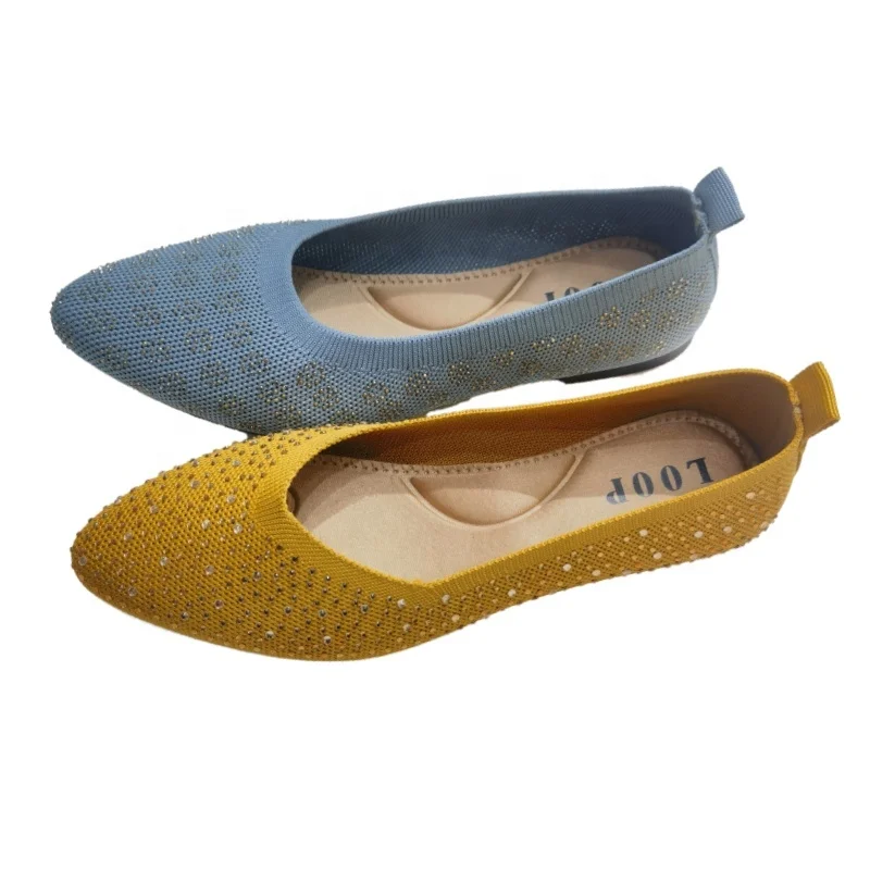 New Fashion Ballet Flats Summer Breathable Shoes Knit Mesh Loafers for Women