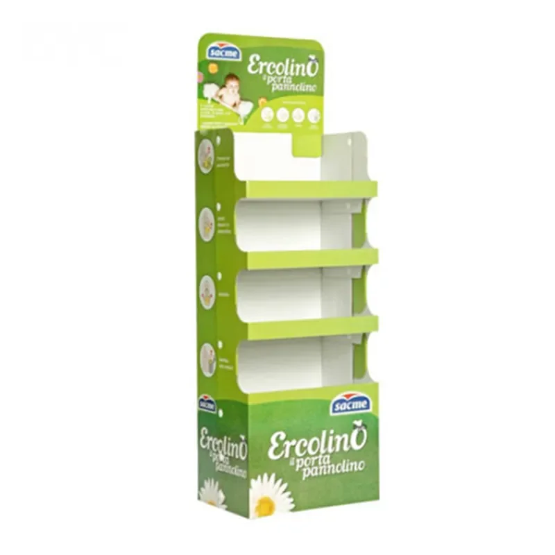 OEM Cardboard Shelf Snacks Display Rack POP Paper Floor Display Stand for Photo Chips