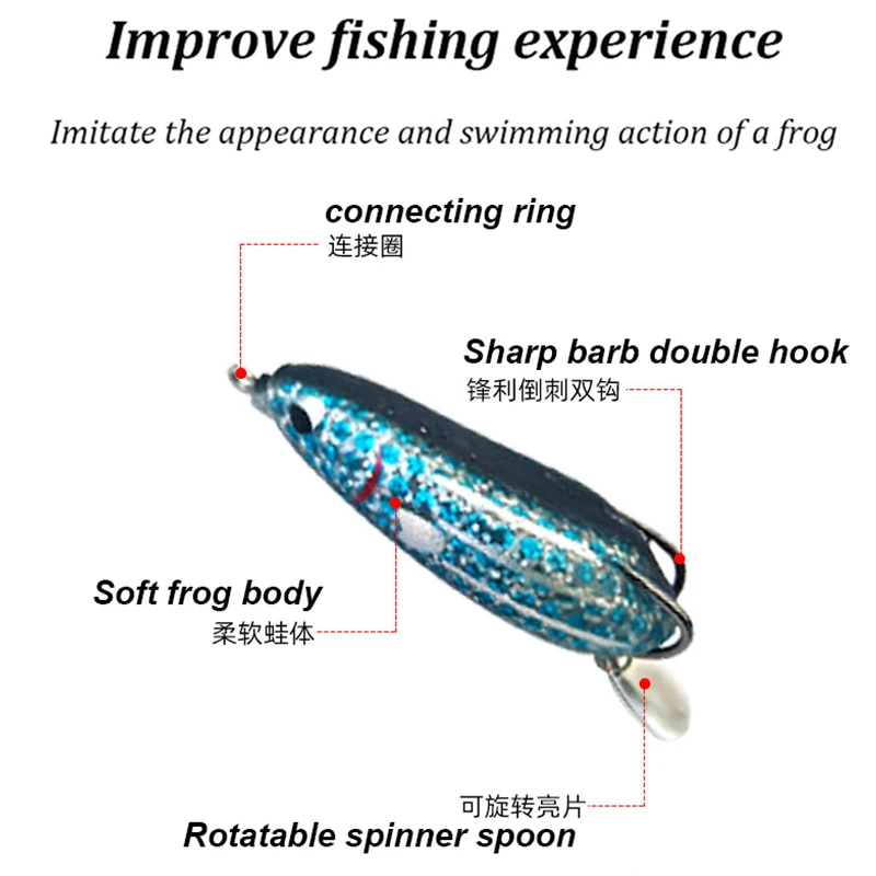 80mm 25g silicone Frog Soft lure artificial swim Bait Topwater Wobbler spinner spoon bionic frog snakehead Fishing Lure