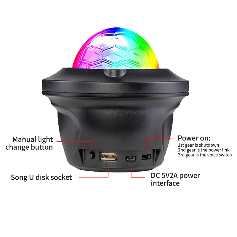 Colorful Starry Sky Projector Nightlight Projection Lamp Gifts Night Light Romantic Tooth USB Music Player Star Child Blue LED