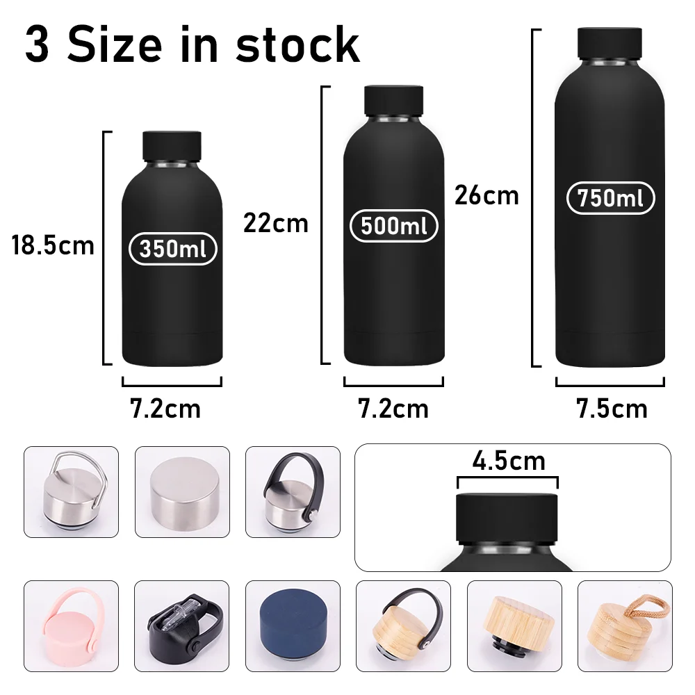 Custom BPA free 500ml 750ml thermos bottles food grade reusable double wall outdoor sports bicycle stainless steel water bottle