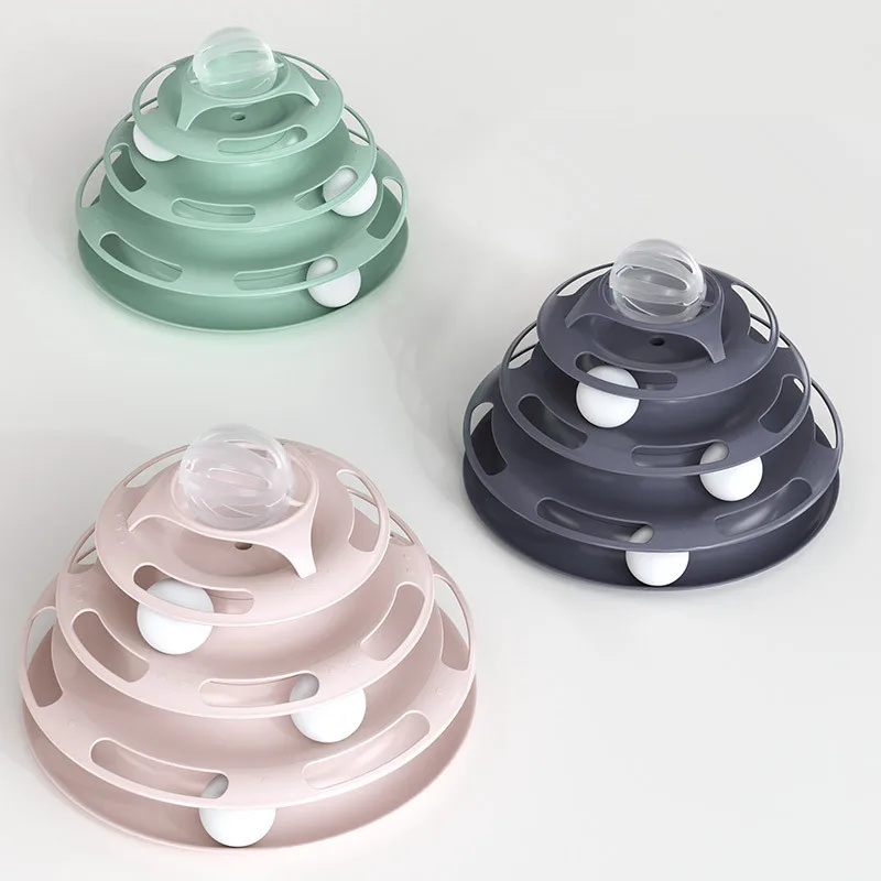 Wholesale Cat Play Board 3-Floor Track Cat Turntable Funny Toys With Balls Cat Puzzle Toy Detachable Track Balls