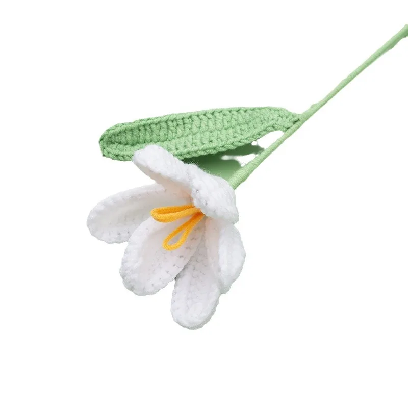 Home Decoration Hand Made Knitted Flowers Handmade Artificial Crochet Tulip Flowers For Bouquet