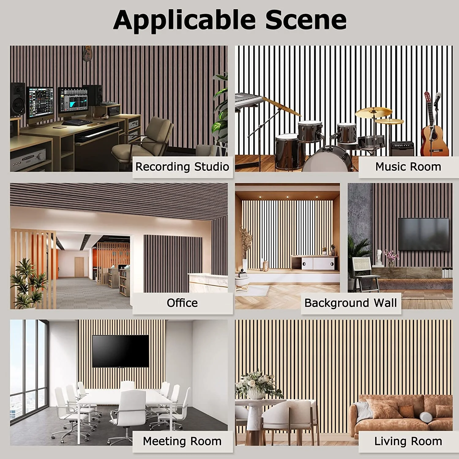 House Interior Decoration PET Board Teak Veneer MDF Slat Acoustic Wood Wall Panel for Hallway Living Room Bedroom Dining Room