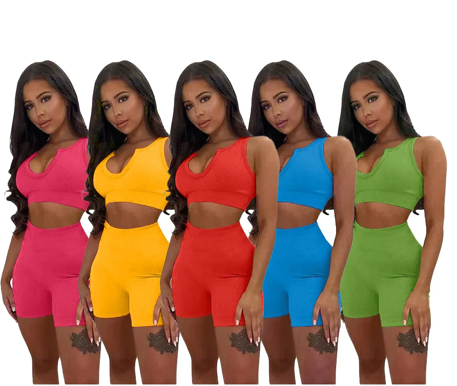 
2021 Women Outfit Breathable Two Piece Sport Spring Jogging Sets Clothing Woman Biker Ladies Short 2 Two Piece Set Outfit 