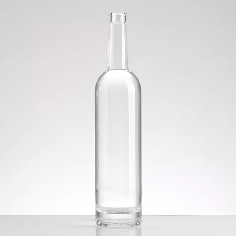375ml 500ml 750ml  round empty flint glass liquor wine gin Whisky Vodka tequila glass bottle with cork lid