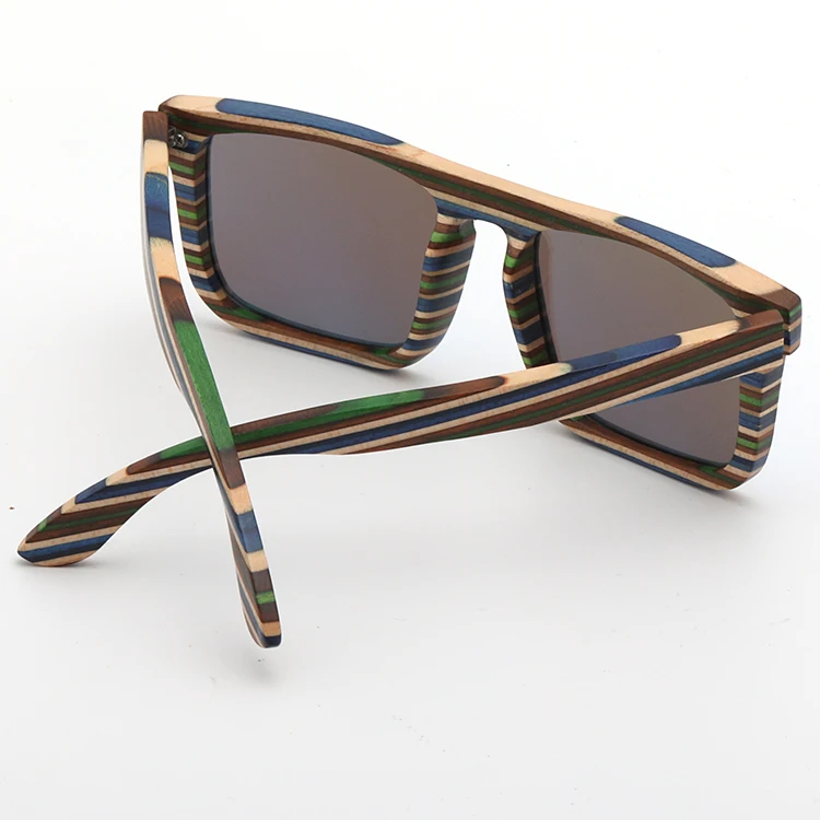 High Quality Anti-Glare Custom Logo Gafas De Madera Skateboard Wooden Mirror Wooden Sunglasses Sun Glass