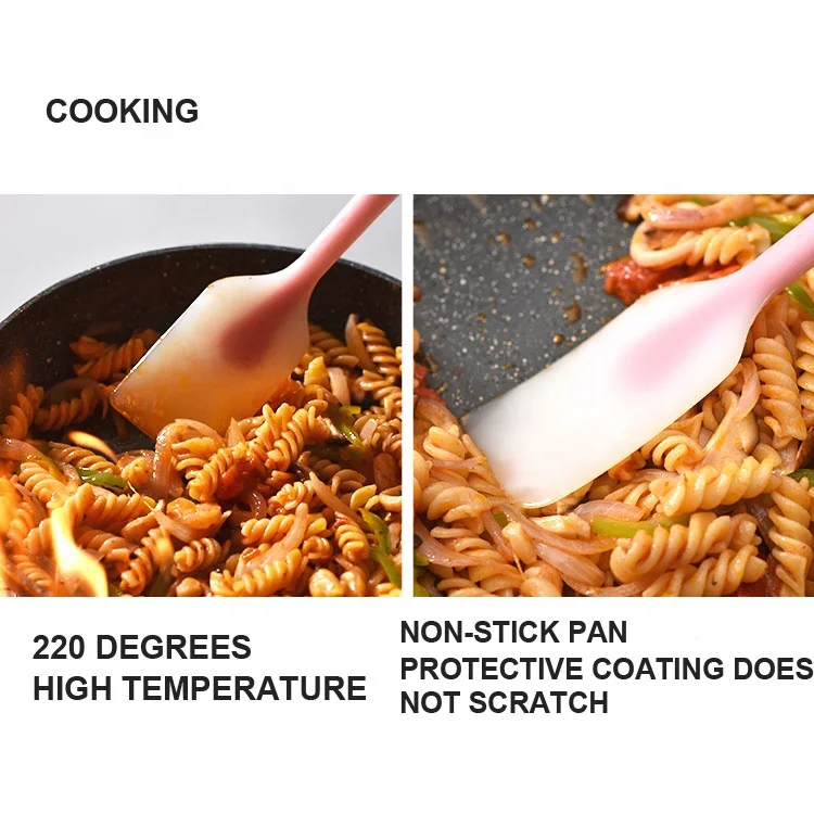 High grade kitchen translucent soft non stick scraper baking utensils custom mini silicone turner spatula