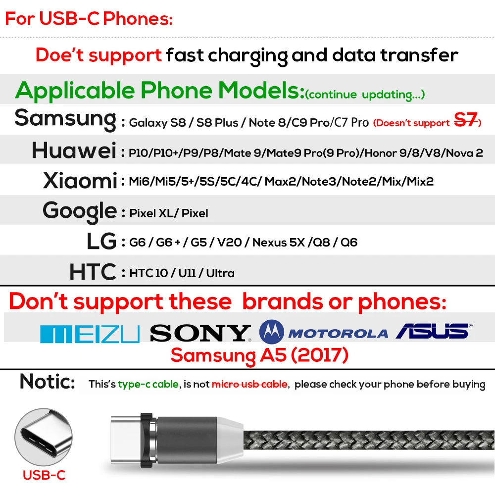 
Custom Logo AM17 2M 360 Degree 3A Cable Magnetic Luminous Usb Led Data Cable 