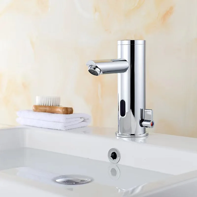 New Non-Contact Water Faucet Brass Chrome Basin Faucets Automatic Sensing Water Mixer In Public Places