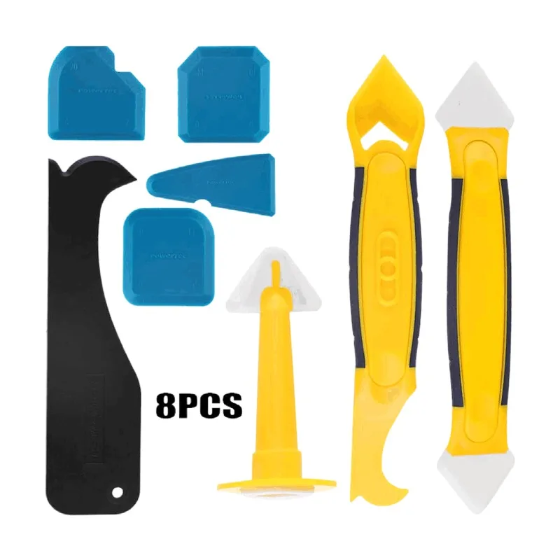 
Silicone Caulking Tool Kit, 8 Pcs Grout Sealant Remover Tool Set with Plastic Scraper/Caulk 