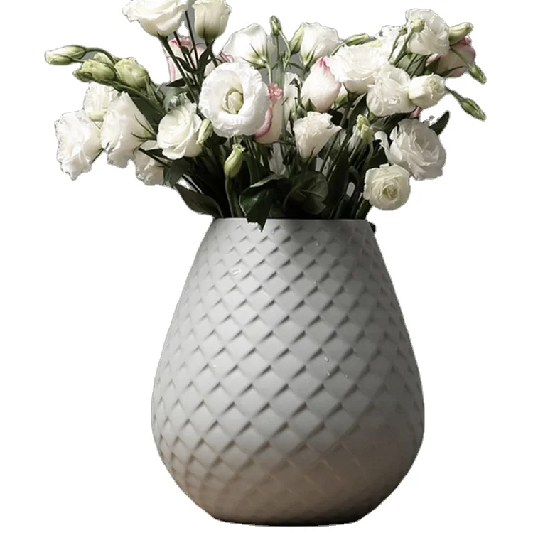 Textured handicraft ornamental porcelain home decor plants vase / ceramic vases for wedding centerpieces decoration