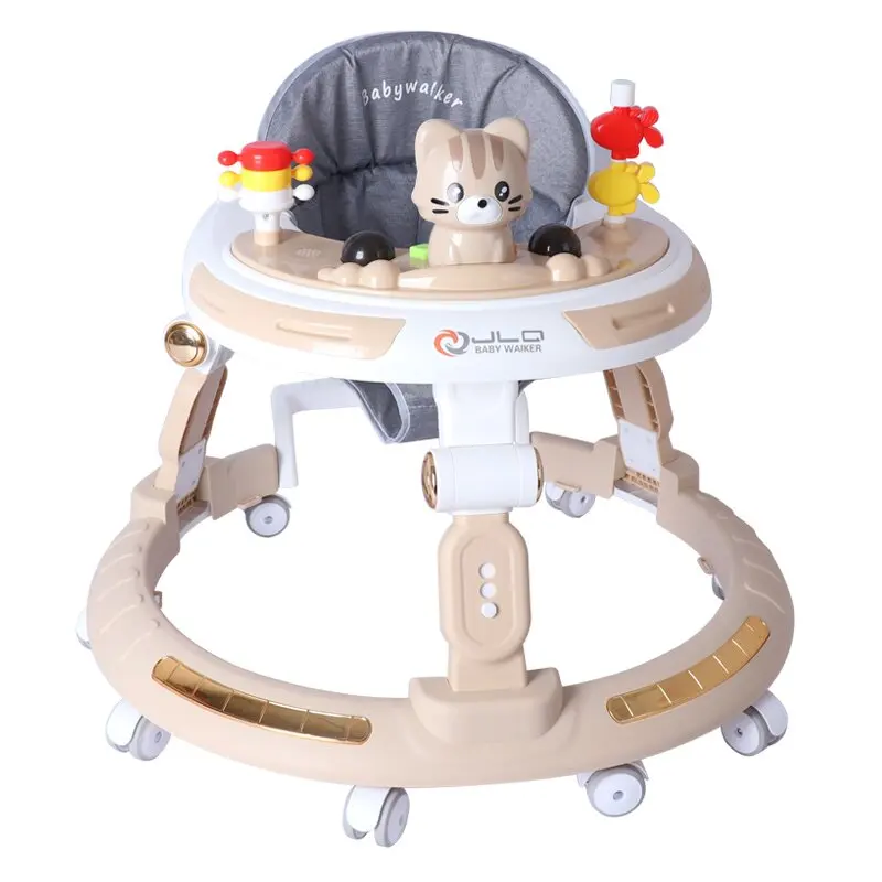 Adjustable height baby walker baby wheel walker doll wicker stroller buggy carriage with dinner music plate