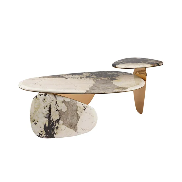 Italian luxury marble coffee table Living room furniture luxury polished brass coffee table