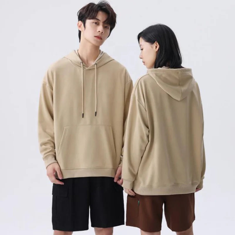 Custom Logo 280gsm High Quality Plain White Pullover Sweatshirts Oversized Drop Shoulder Blank Fleece Hoodies For Men Women