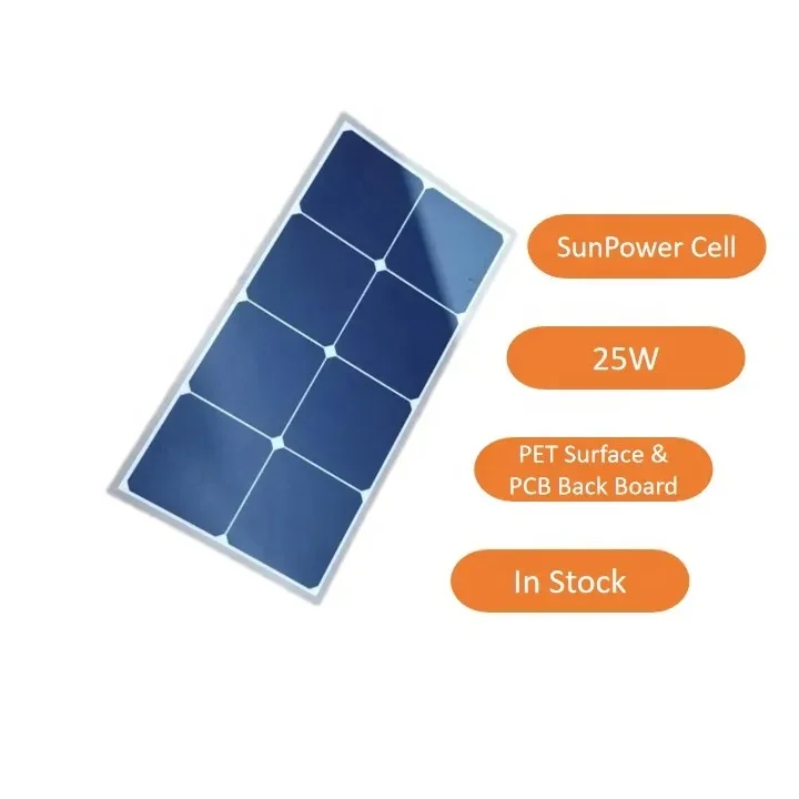 Stock on Sale 23% High Efficiency 25W 4.5V Flexibility Sunpower Maxeon Cell Semi Flexible etfe Solar Panel Stock with Good Price