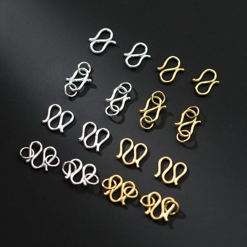 Excellent quality sterling silver S clasp wholesale diy jewellery material 925 silver bracelet necklace clasp