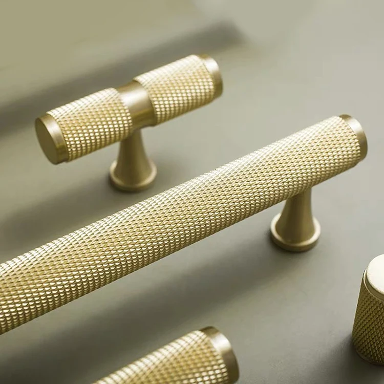 Knurled popular kitchen wardrobe pulls solid brass cabinet handles