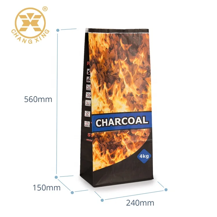 High Barrier Water proof charcoal plastic bag Plastic laminated Charcoal Bag 3kg 4kg 5kg with custom logo