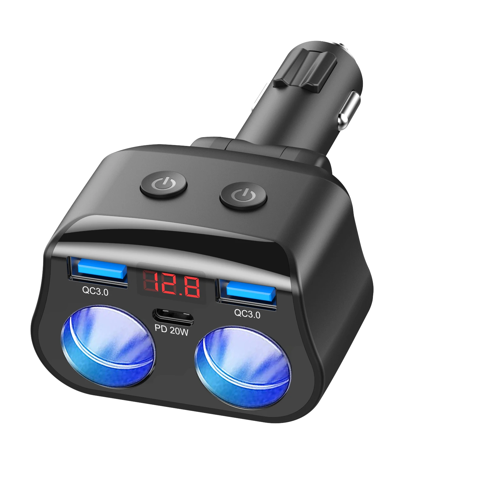 120W 200W 12V 24V Mobile Phone Quick Charge PD 18W 3 Port USB Car Charger Adapter 2 Cigarette Lighter Socket Splitter