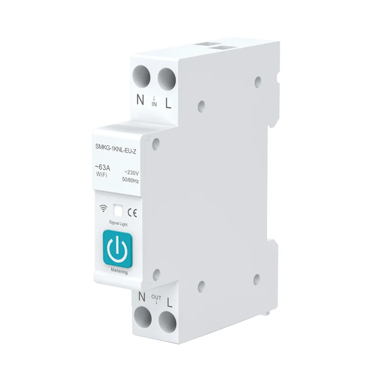 Overcurrent/Overvoltage/Undervoltage Protection AC 90-240V 1P 1-63A Adjustable Wi-Fi Smart Circuit Breaker With Metering
