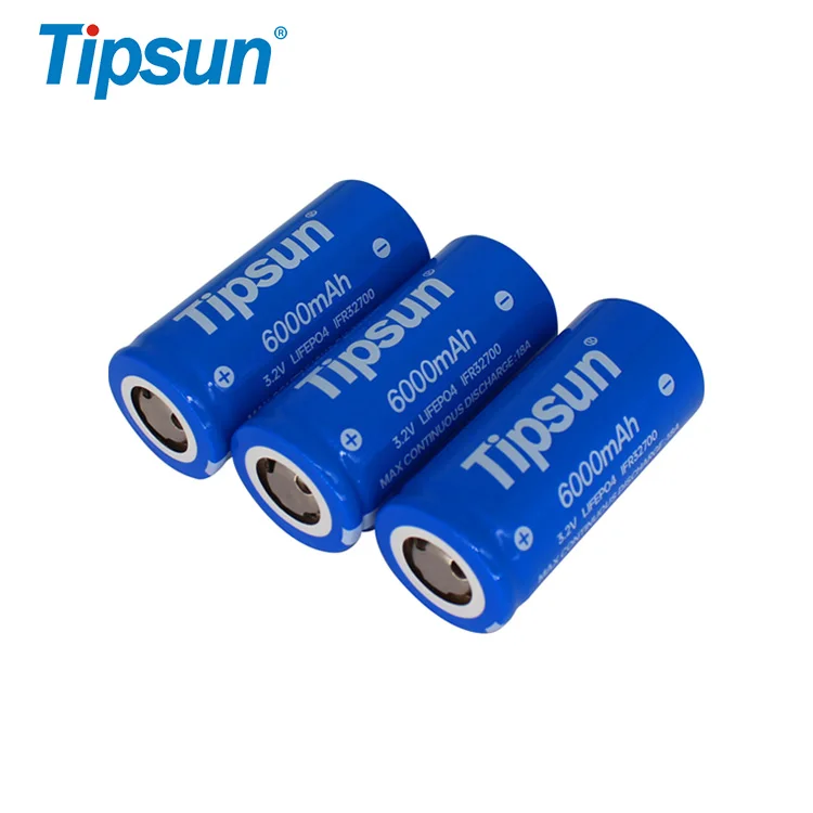 Tipsun 32650 lifepo4 battery 3.2v 6000mah bateria litio recargable for uv flashlight