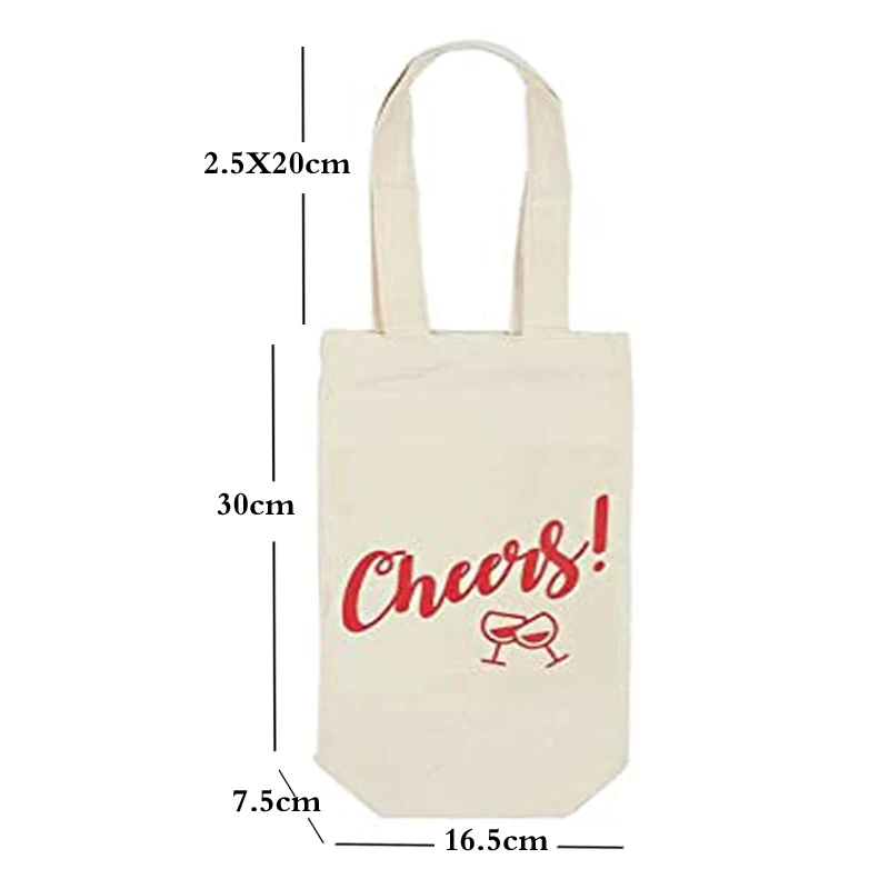 
Natural Color Recycled Cotton With Your Logo Gift Canvas Wine Bag for Single Bottle 