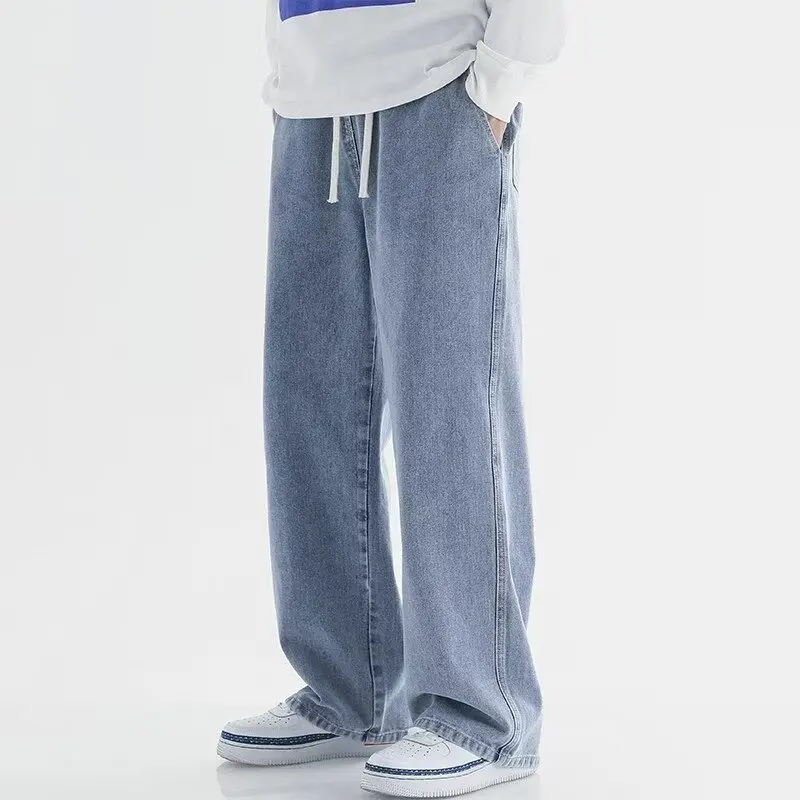 2024 мужские голубые джинсы летние тонкие прямые свободные широкие брюки нового поколения