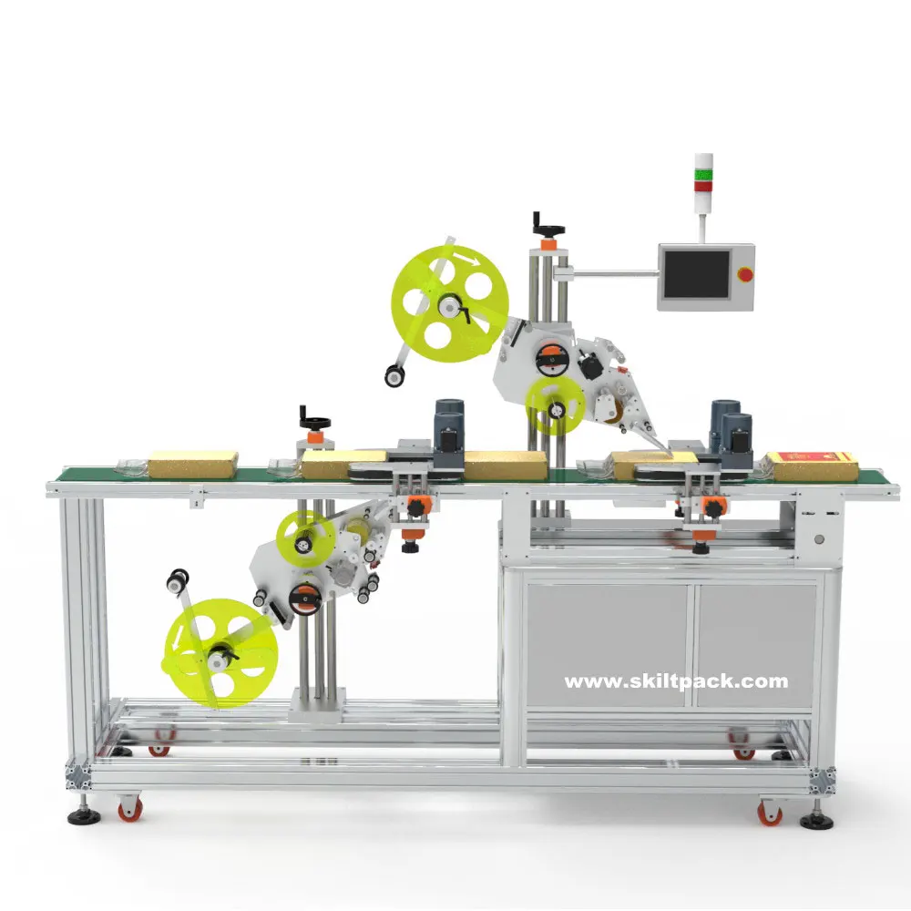 Automatic Zipper Bag Top & Bottom Label Applicator Surface Double Sides Labeling Machine
