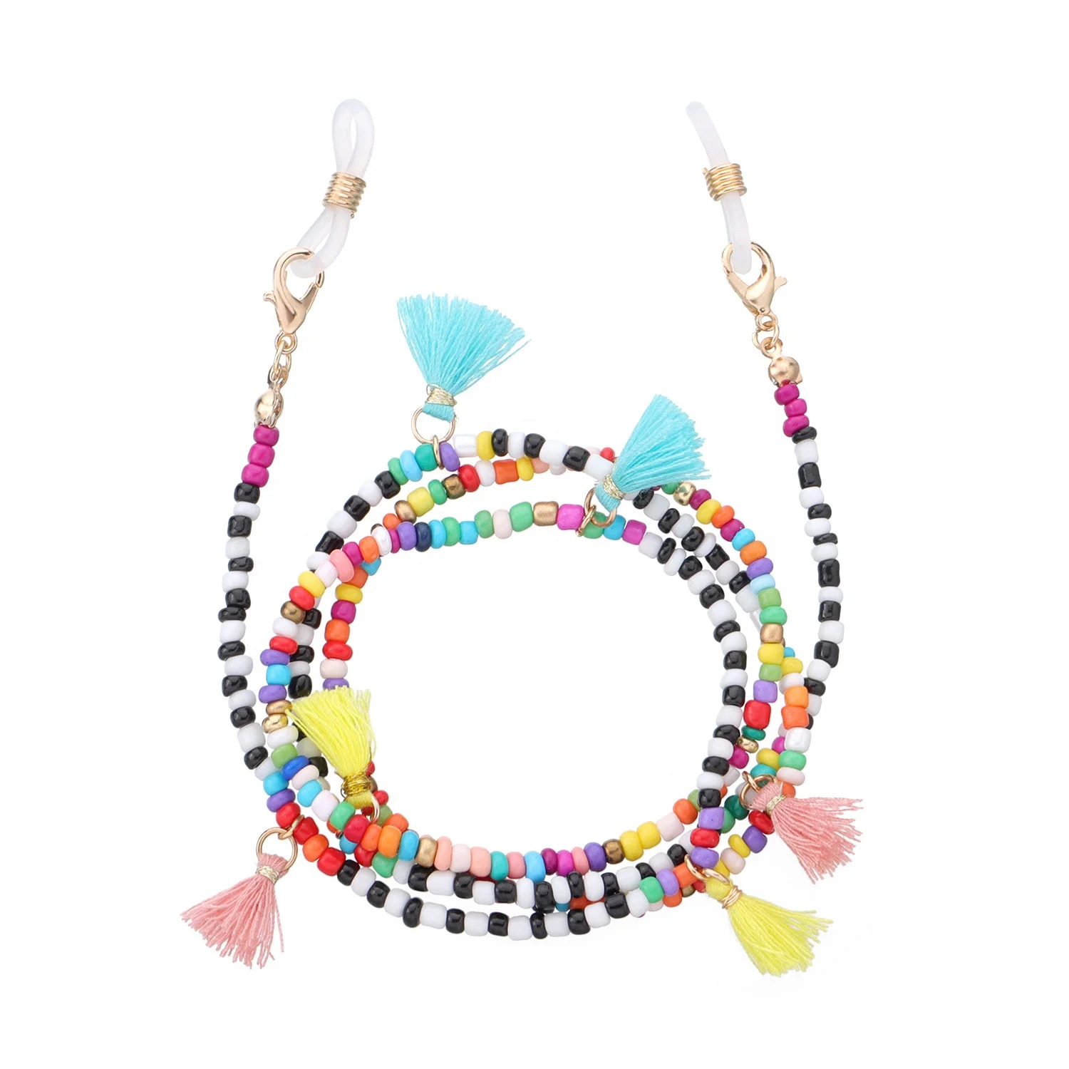 Цепочка для очков Zuowen ручной работы из бисера, цветные кисточки, цепочка для лица, цепочка для солнцезащитных очков, шнурок, веревка для подвешивания