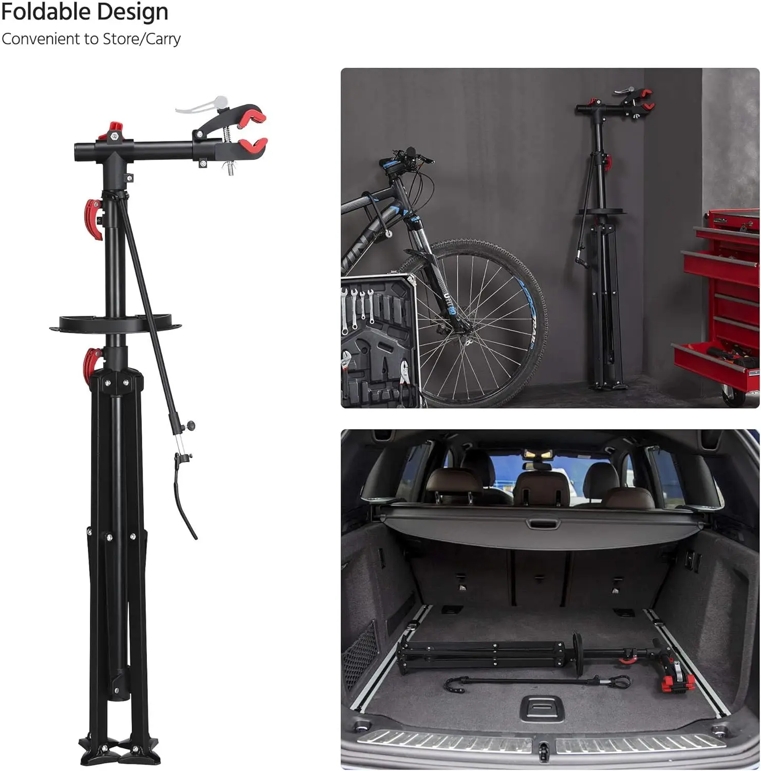 Bike Repair Stand Bicycle Workshop Stand Height Adjustable Bike Maintenance Rack with Tool Tray for Road &Mountain Bikes